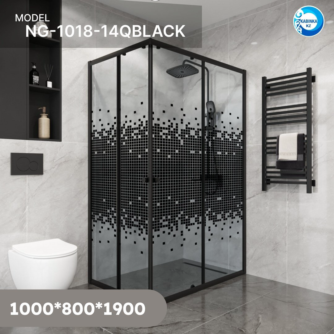 Душевое ограждение KABINKA.KZ двухстенное NG-1018-14QBLACK, 1000х1900 мм