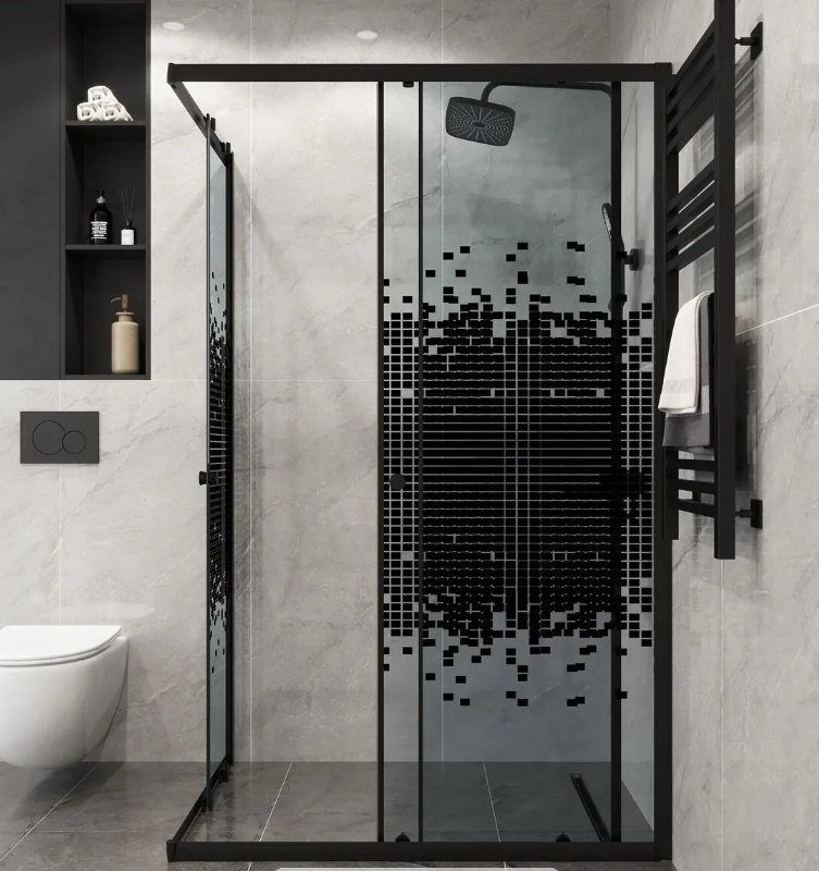 Душевое ограждение KABINKA.KZ двухстенное NG-1018-14QBLACK, 1000х1900 мм купить,NaN