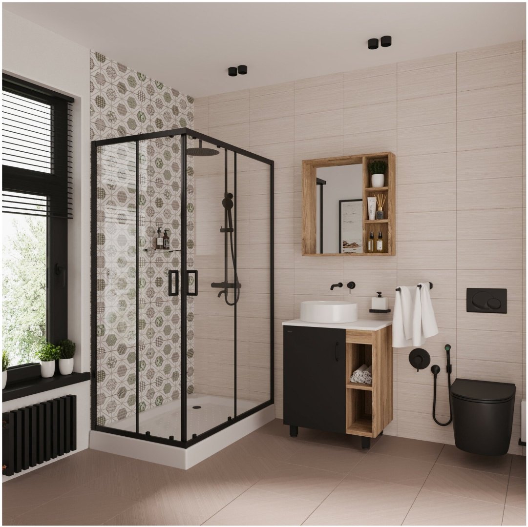 Душевое ограждение Niagara двухстенное NG-6810-08 BLACK, 1200х1950 мм