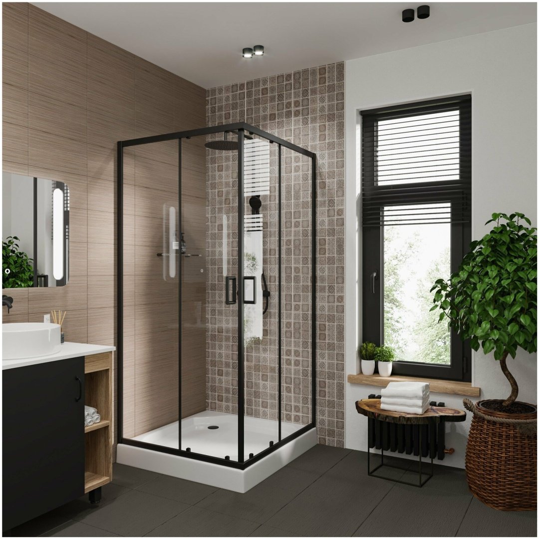 Душевое ограждение Niagara двухстенное NG-6809-08 BLACK, 1000х1950 мм