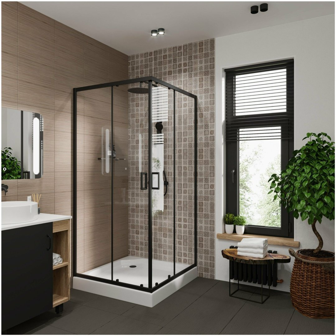 Душевое ограждение Niagara двухстенное NG-6809-08 BLACK, 1000х1950 мм купить,NaN