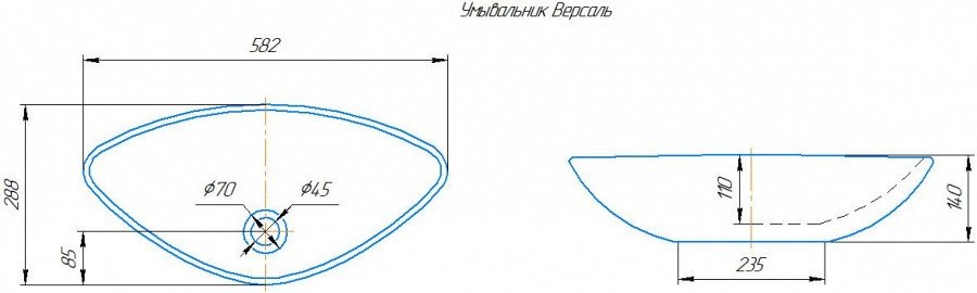 Раковина накладная 58.2 см Kirovit Версаль VRSL60 купить,NaN