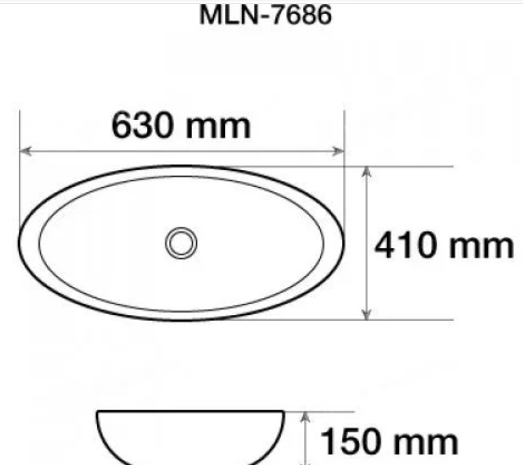 Раковина MELANA MLN-7686 (3077) накладная нестандартная 63 см, фаянс купить,NaN