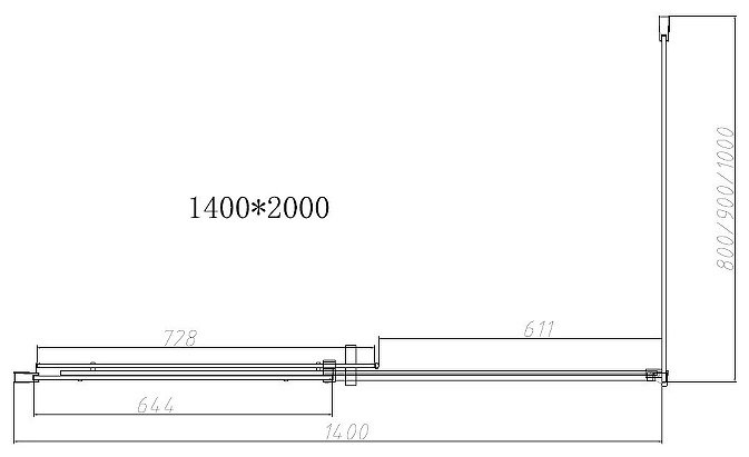 Душевое ограждение KABINKA.KZ двухстенное VSR-4D9014CL, 1400х2000 мм