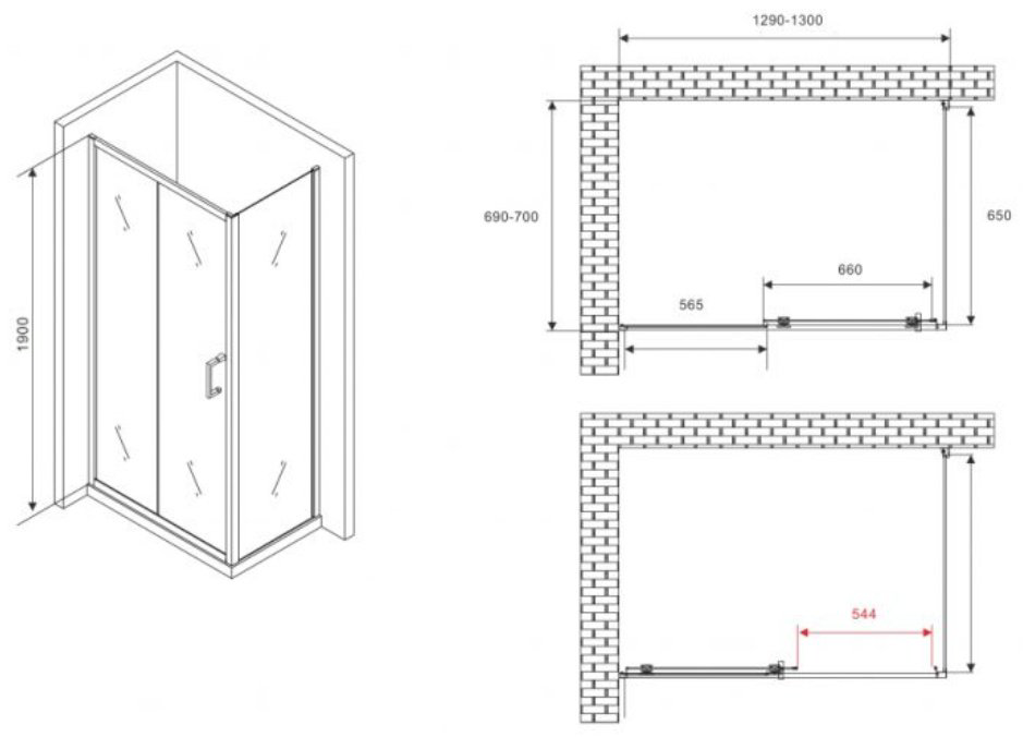 Душевое ограждение Abber двухстенное AG30130B5-S70B5, 700х1900 мм купить,NaN