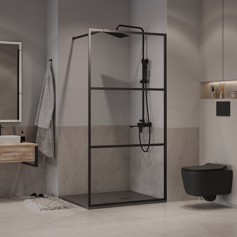 Душевое ограждение Niagara одностенное NG-688-10BLACK , 1000х1950 мм купить,0