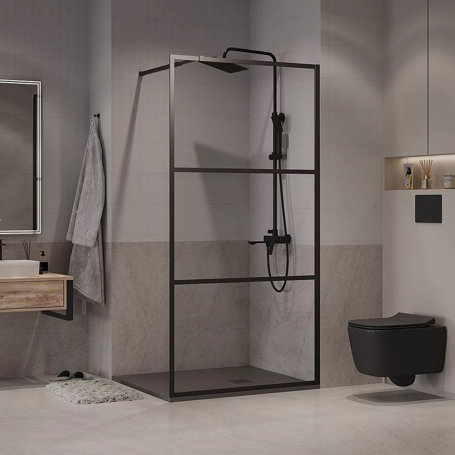 Душевое ограждение Niagara одностенное NG-688-12BLACK , 1200х1950 мм купить,0