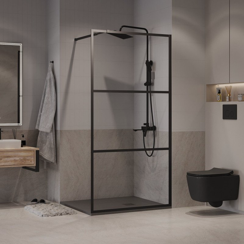 Душевое ограждение Niagara одностенное NG-688-90BLACK, 900х1950 мм купить,NaN