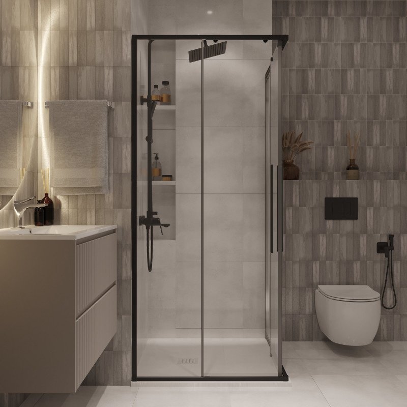 Душевое ограждение Niagara двухстенное NG-6822-34BLACK, 800х1950 мм купить,NaN