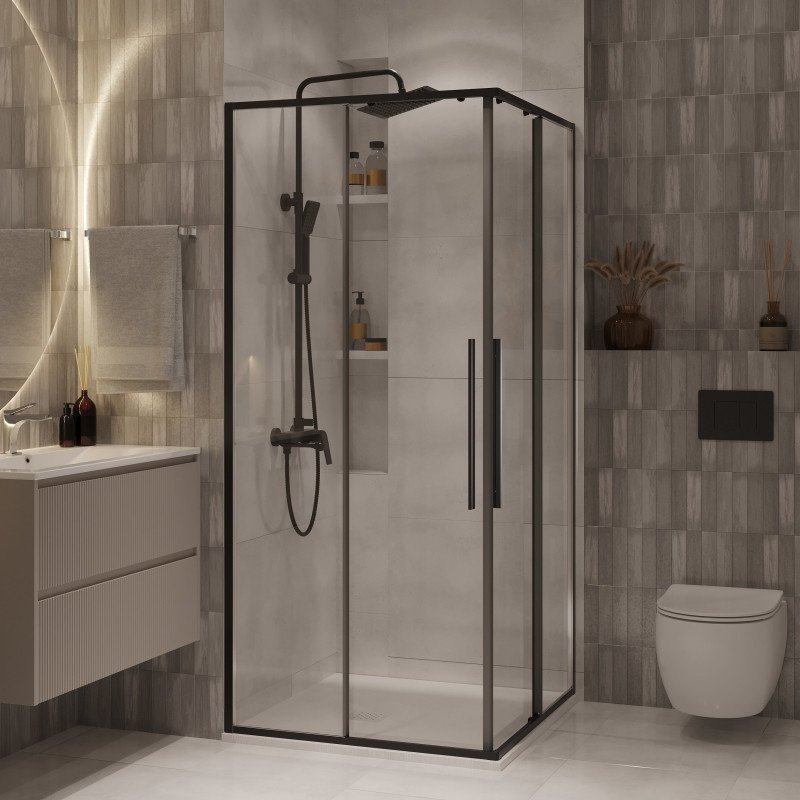 Душевое ограждение Niagara двухстенное NG-6822-34BLACK, 800х1950 мм купить,NaN