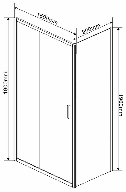 Душевое ограждение KABINKA.KZ двухстенное VSR-1G9016CH, 900х1900 мм купить,NaN
