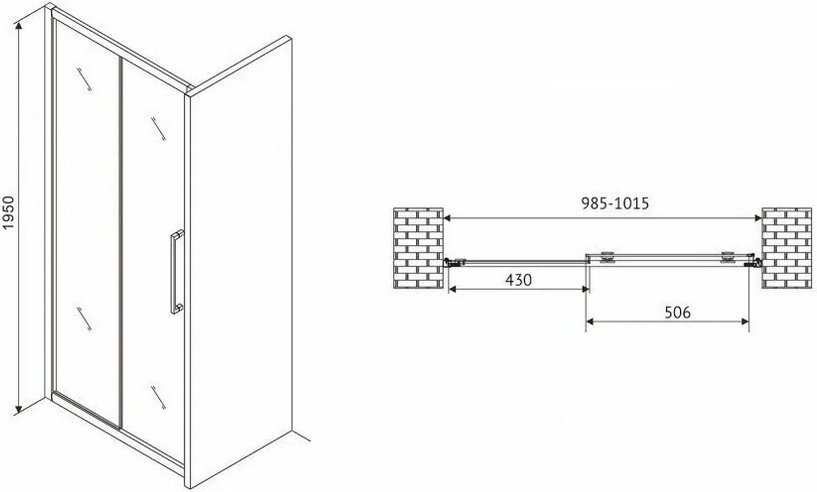 Душевое ограждение Душевая дверь ABBER Schwarzer Diamant AG30100MH (1000*1950) купить,NaN
