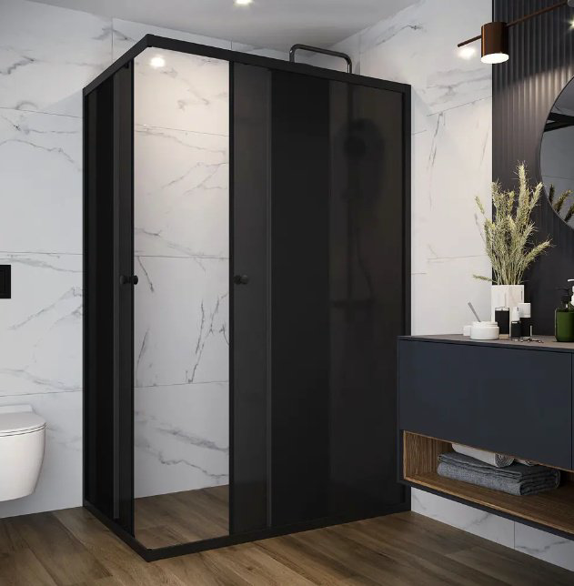 Душевое ограждение KABINKA.KZ двухстенное DS04Cb108L0T00.Gt-Black, 1000х1900 мм купить,NaN