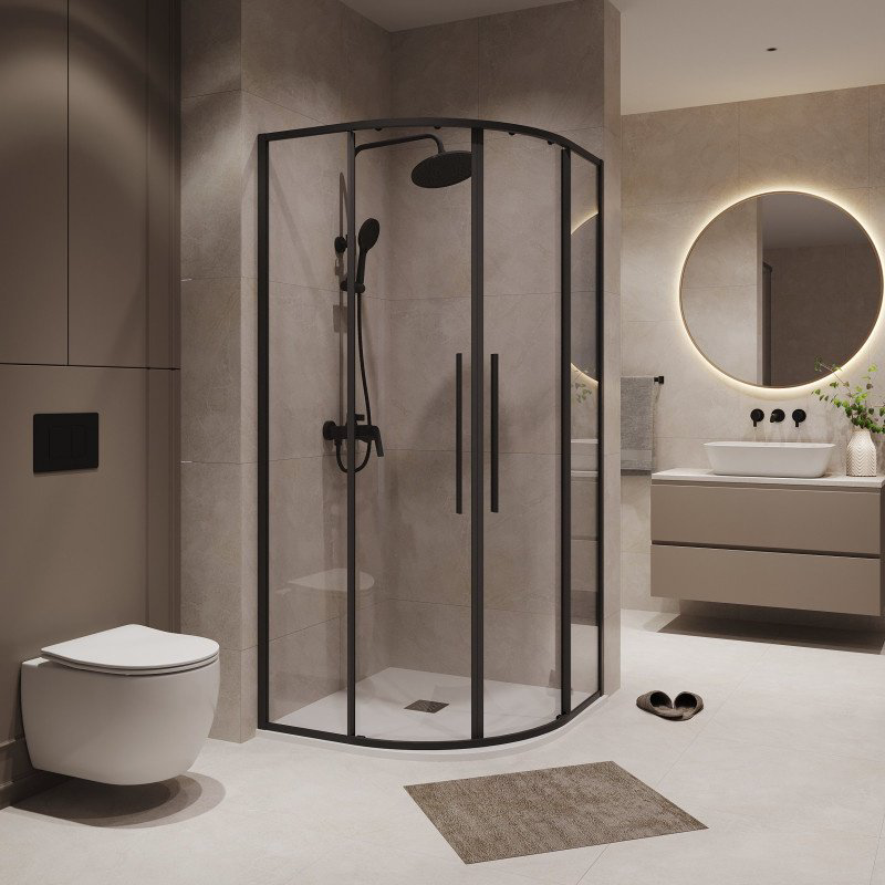 Душевое ограждение Niagara двухстенное NG-6827-34BLACK, 1000х1950 мм купить,NaN