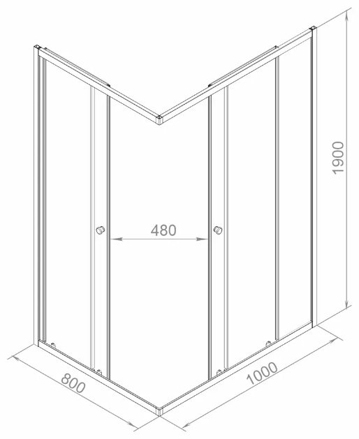 Душевое ограждение KABINKA.KZ двухстенное DS04Cb108L0T00.Gt-Black, 1000х1900 мм купить,NaN