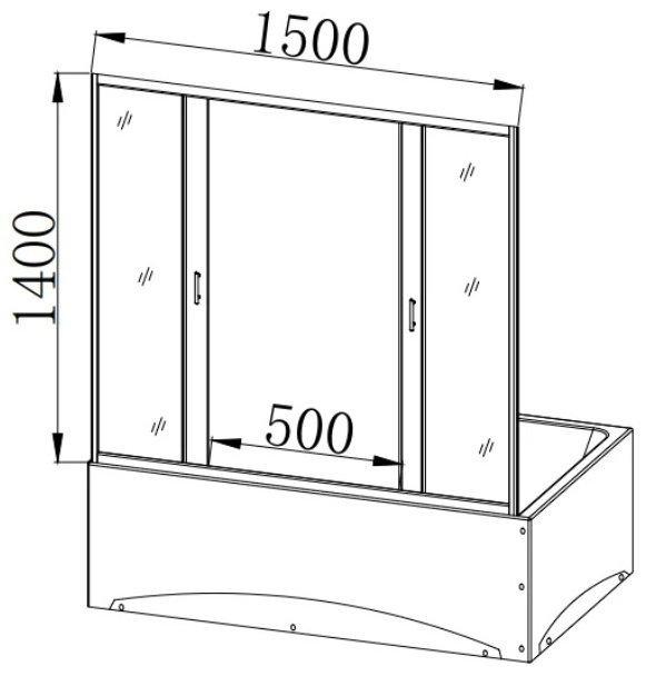 Душевое ограждение Taliente одностенное TA-1514CP, 1500х1400 мм купить,0