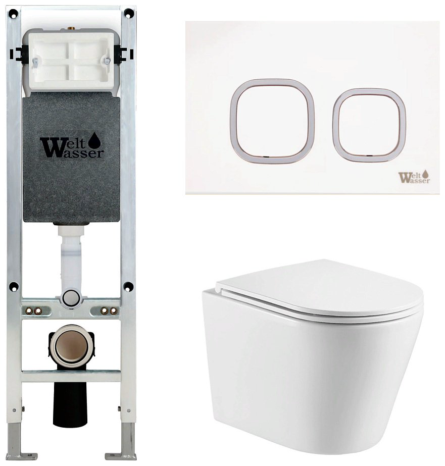 Унитаз WeltWasser Salzbach 043 GL-WT с инсталляцией белый купить,NaN