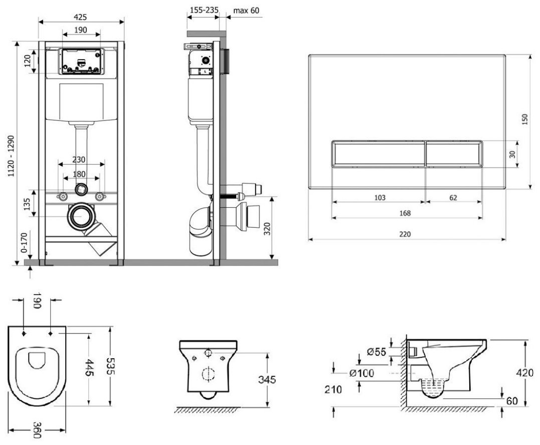 Lavinia Boho унитаз с инсталляцией 87561026, санфарфор