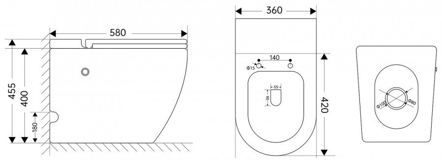 Унитаз AC1115P, санфаянс купить,0