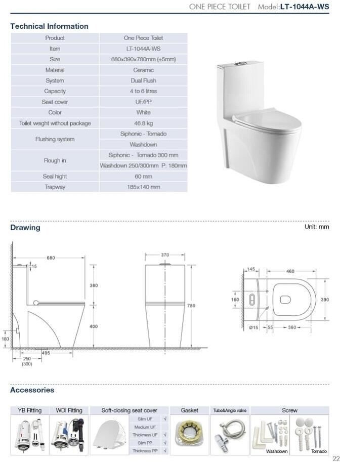 WeltWasser унитаз-моноблок WELZBACH 001 GL-WT, санфаянс купить,0