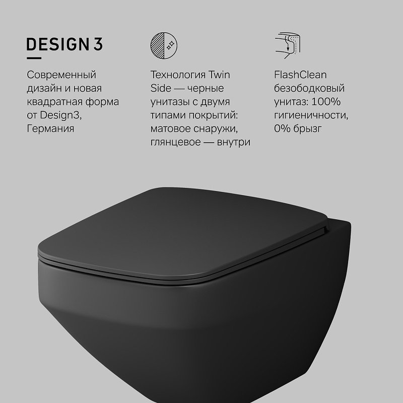 Унитаз AM.PM C50A1700MBSC черный купить,NaN