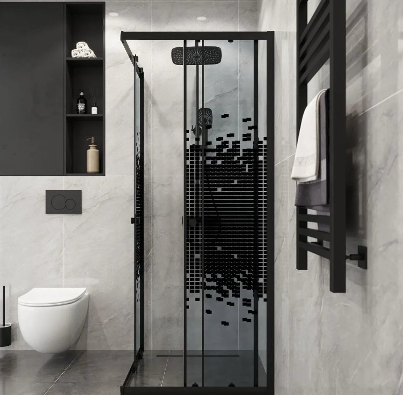 Душевое ограждение KABINKA.KZ двухстенное NG-1009-14QBLACK, 875х1900 мм - ForteMarket Душевое ограждение KABINKA.KZ двухстенное NG-1009-14QBLACK, 875х1900 мм купить,0
