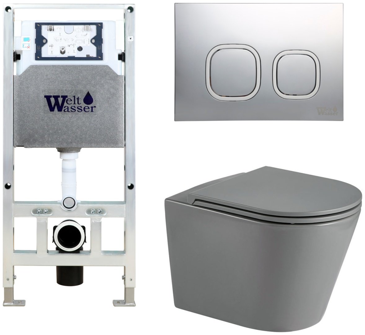 WeltWasser унитаз с инсталляцией Salzbach 041 MT-GR, санфаянс