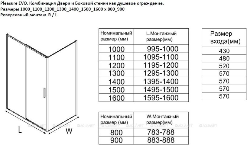 Душевое ограждение KABINKA.KZ двухстенное AE65-100x100-BT, 1000х1900 мм купить,NaN