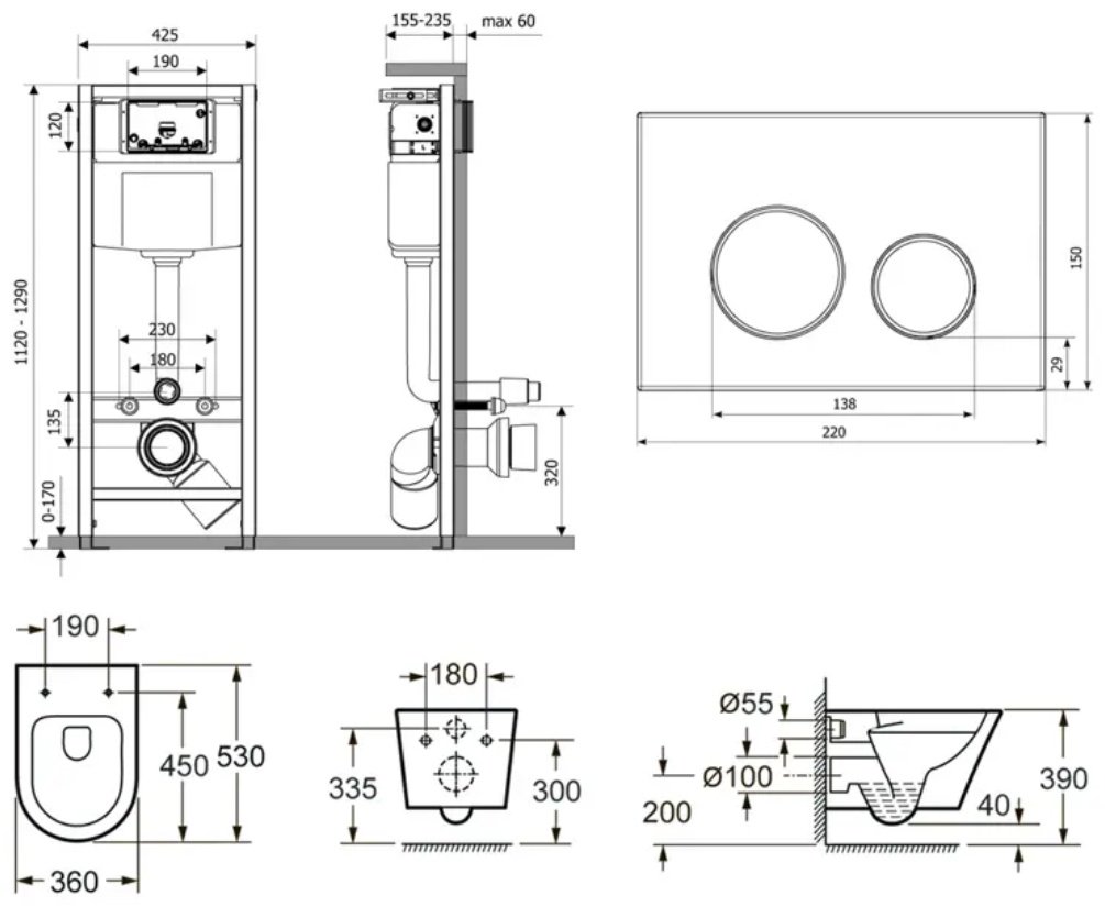 Унитаз Lavinia Boho 90154022 с инсталляцией белый