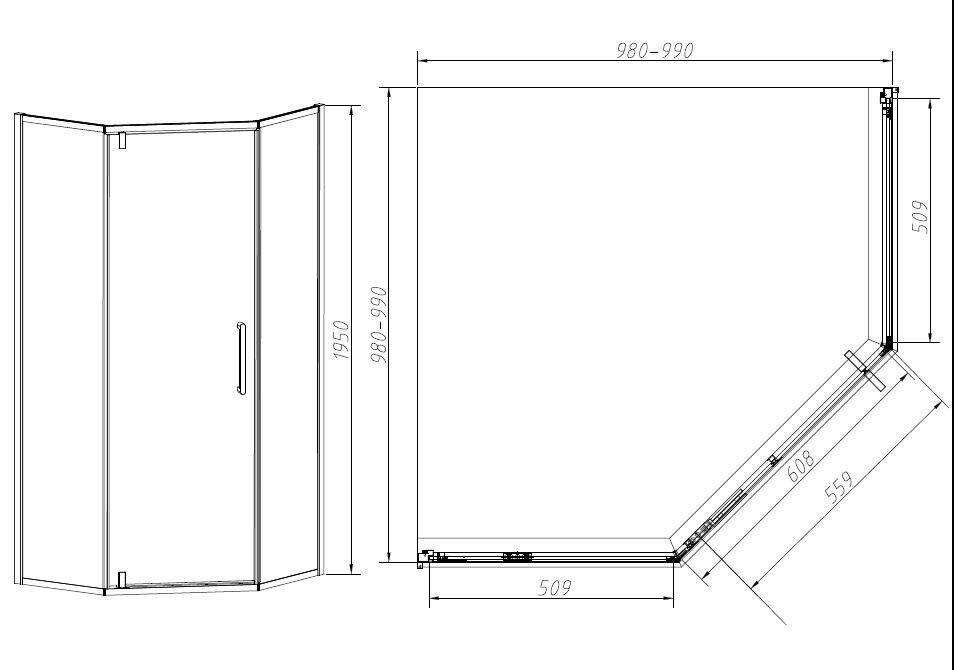 Душевое ограждение KABINKA.KZ одностенное Slim-N VSP-4SN100CLGM, 1000х1950 мм - ForteMarket Душевое ограждение KABINKA.KZ одностенное Slim-N VSP-4SN100CLGM, 1000х1950 мм купить,0