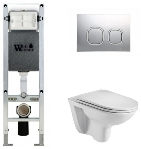 Унитаз WeltWasser Baarbach AB350ST2 с инсталляцией белый купить,NaN