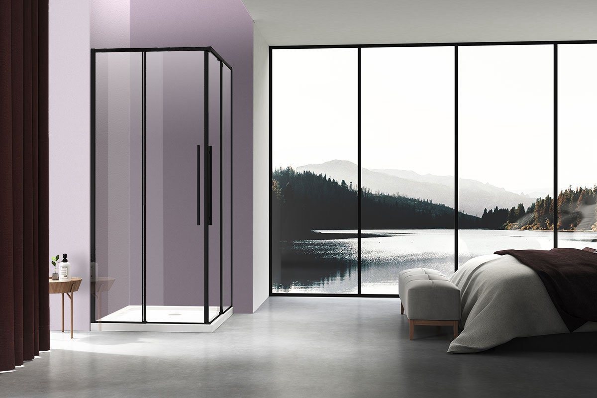 Душевое ограждение KABINKA.KZ двухстенное Slim-N VSS-4SN9010CLB, 900х1950 мм купить,NaN