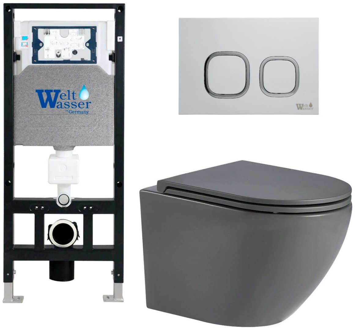Унитаз WeltWasser Merzbach AM50668 с инсталляцией серый купить,346900