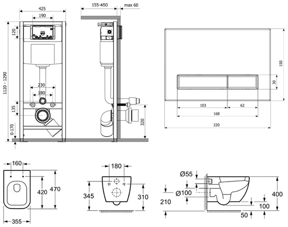 Lavinia Boho унитаз с инсталляцией 87050145, санфарфор