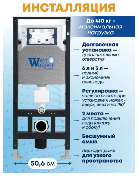 Унитаз WeltWasser AS50631 с инсталляцией черный купить,NaN