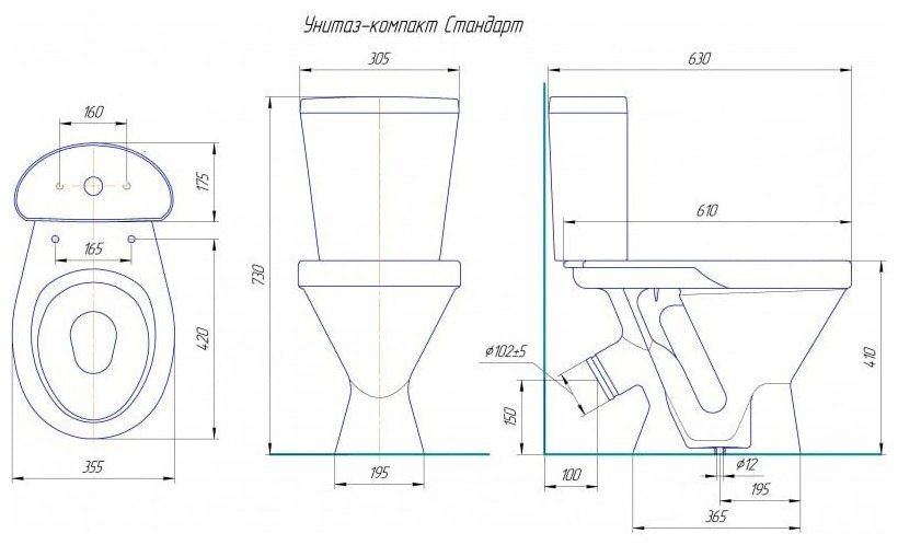 ROSA унитаз-компакт 434212, санфарфор