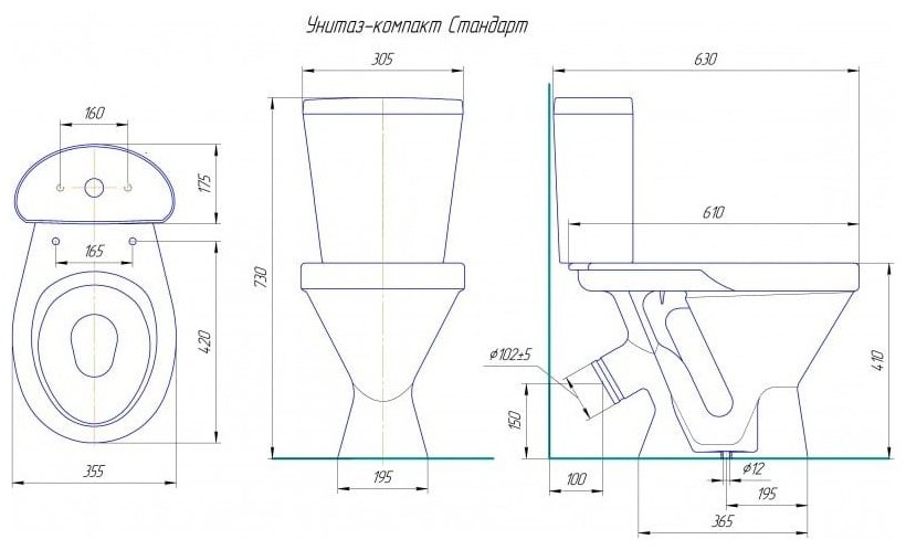 Унитаз-компакт Rosa 434212 белый