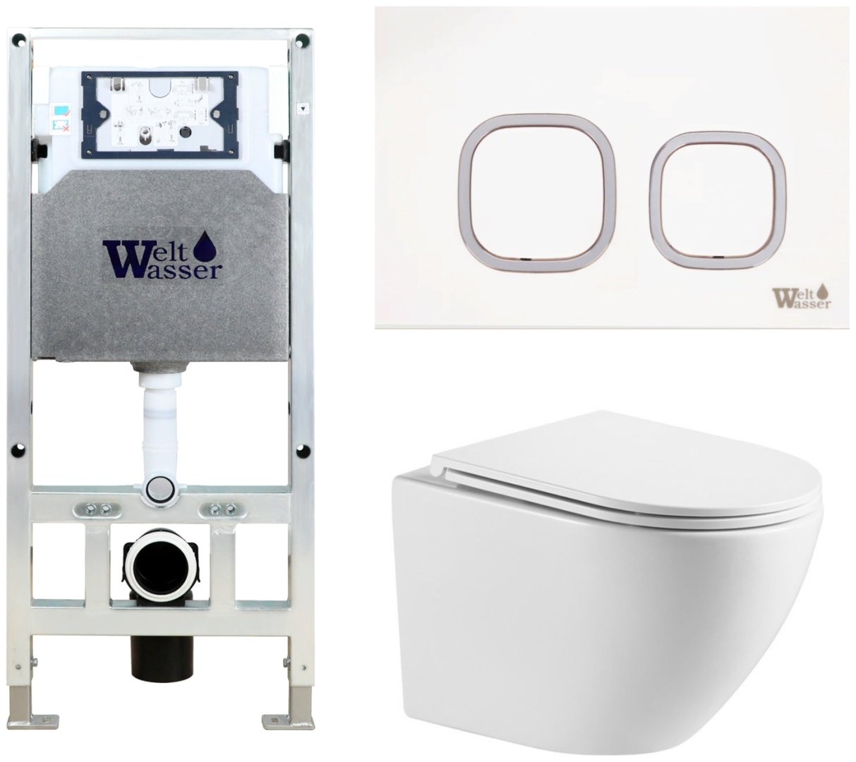 WeltWasser унитаз с инсталляцией Merzbach 043 GL-WT, санфаянс