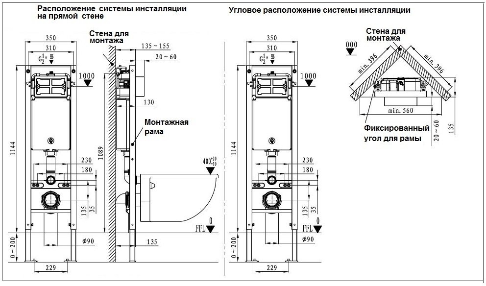 WeltWasser унитаз с инсталляцией HOFBACH 041 GL-WT, санфаянс купить,NaN