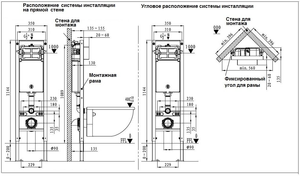 WeltWasser унитаз с инсталляцией GELBACH 041 MT-GR, санфаянс купить,NaN