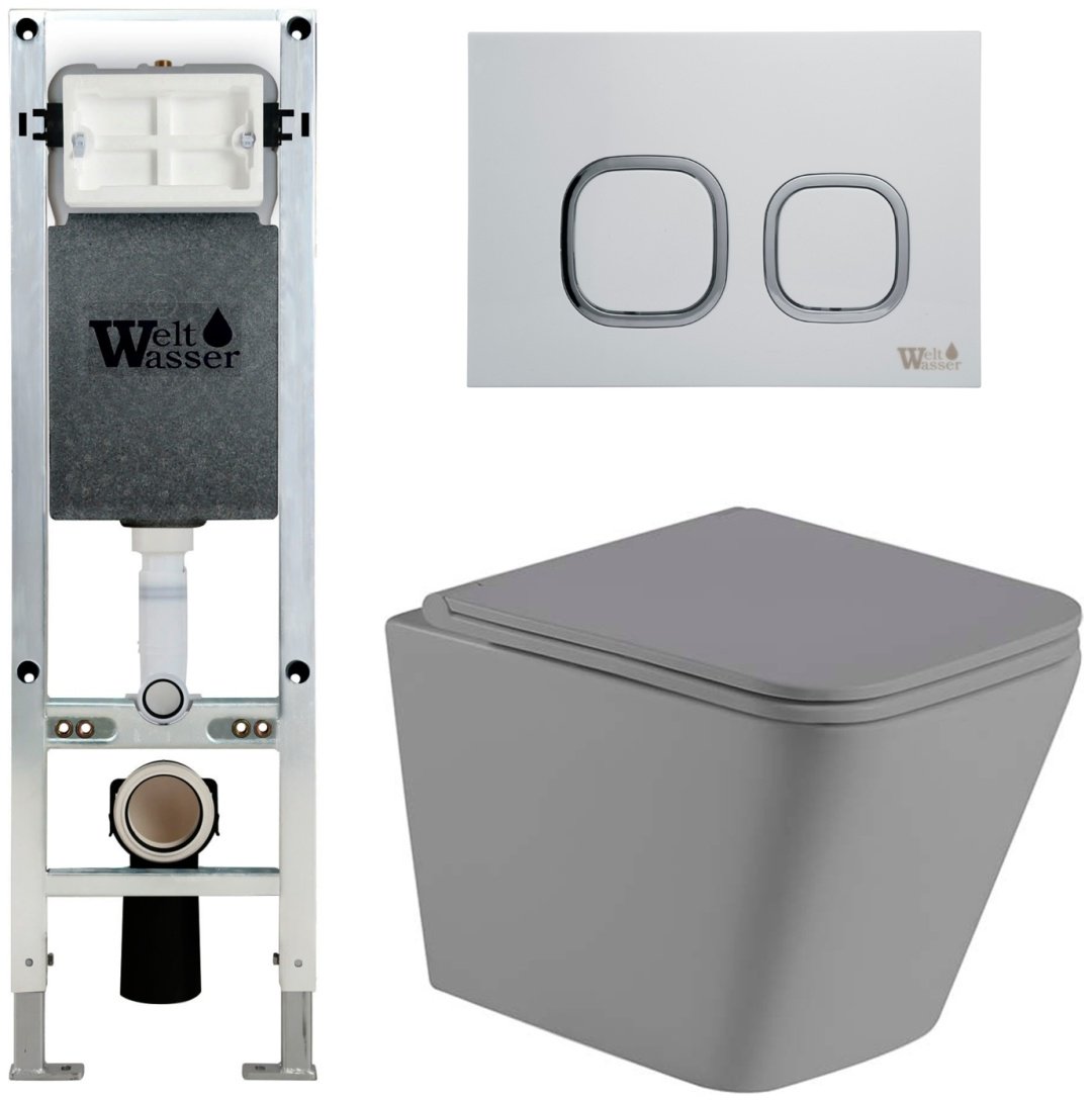 WeltWasser унитаз с инсталляцией GELBACH 041 MT-GR, санфаянс