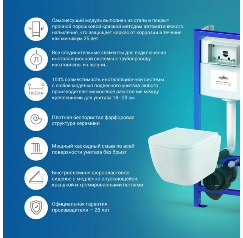 Унитаз с инсталляцией 87040039, санфарфор купить,0