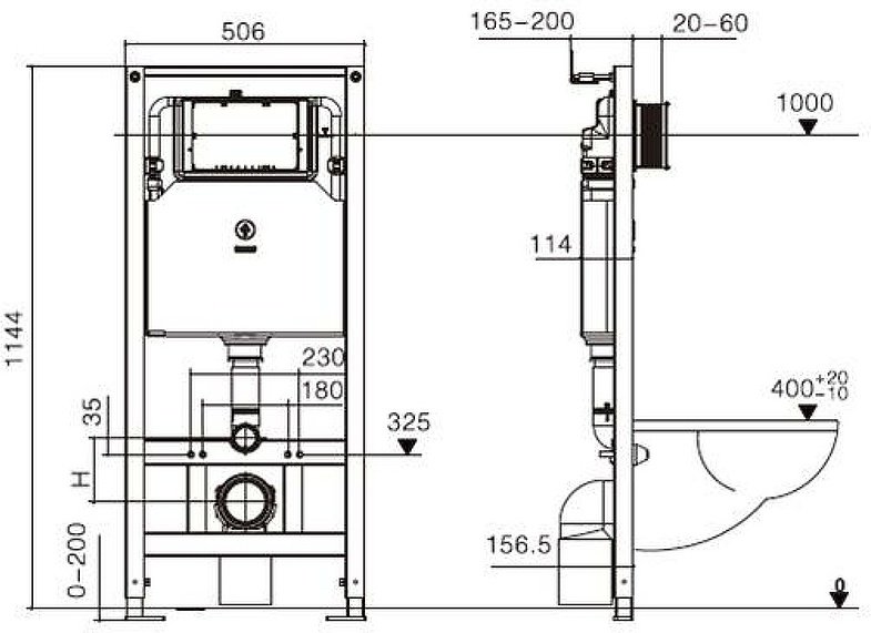 WeltWasser унитаз с инсталляцией NESENBACH 004 GL-WT, санфаянс