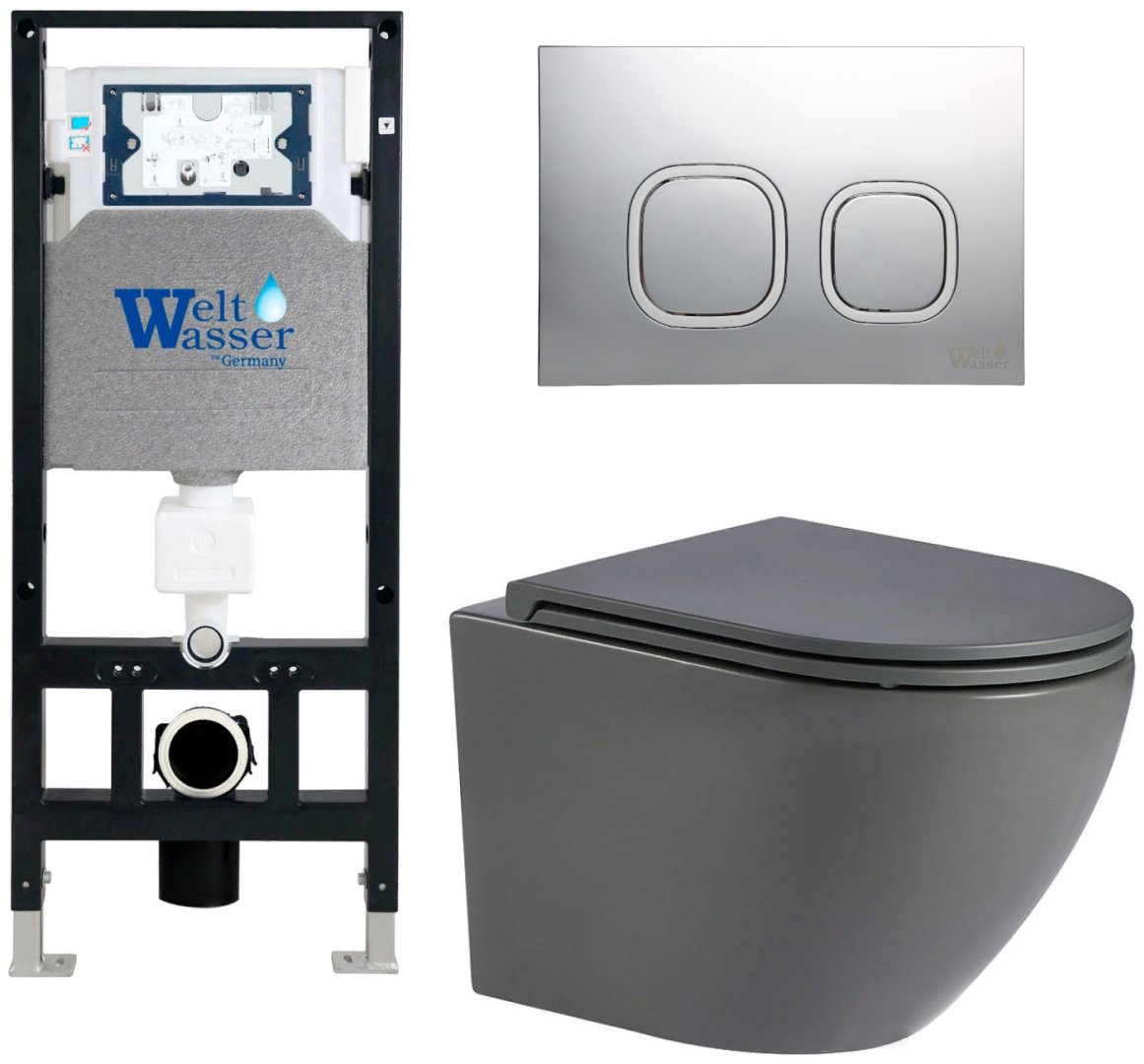 Унитаз WeltWasser Merzbach AM50666 с инсталляцией серый купить,NaN
