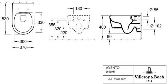 Унитаз 370х530, подвесной, DirectFlush &#43; 9M77C101 Сиденье для унитаза, QuickRelease, SoftCl