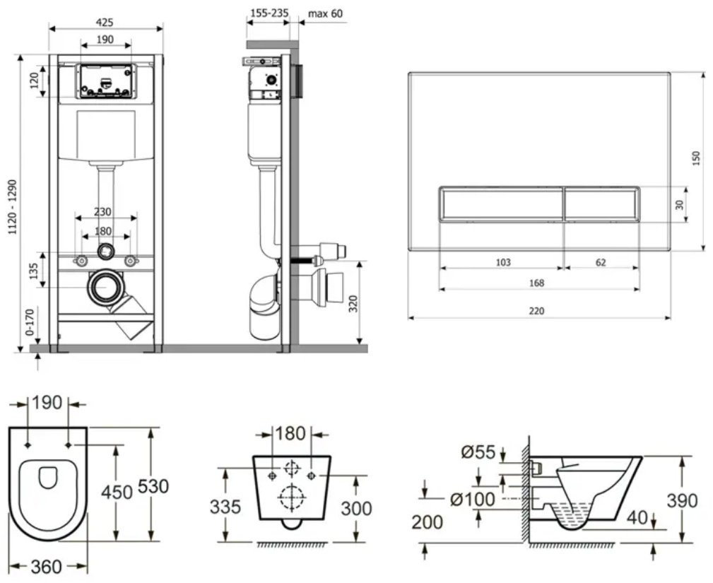 Lavinia Boho унитаз с инсталляцией 87561016, санфарфор