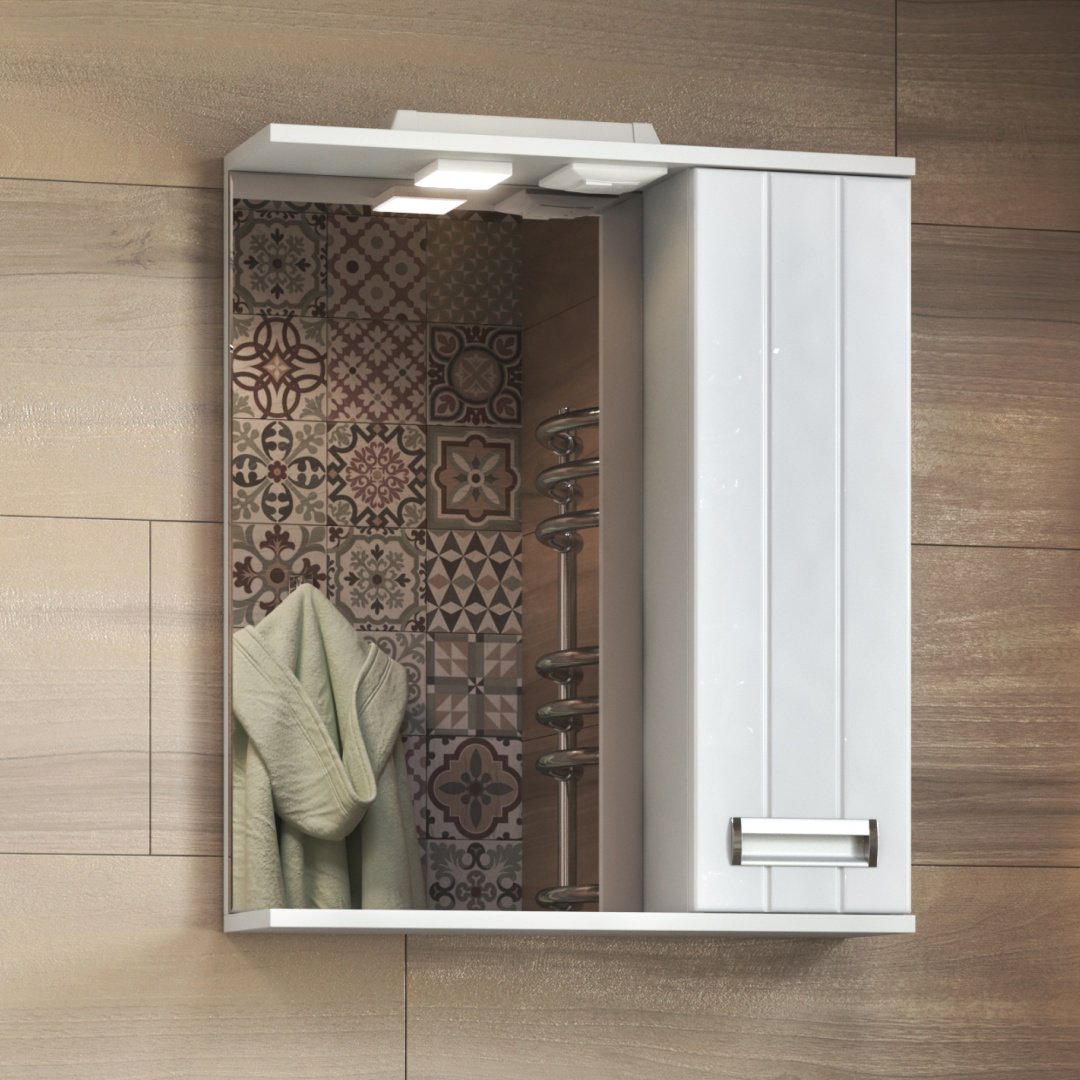 Шкаф зеркальный навесной KABINKA.KZ Diana, 60x15.6x70 см, белый