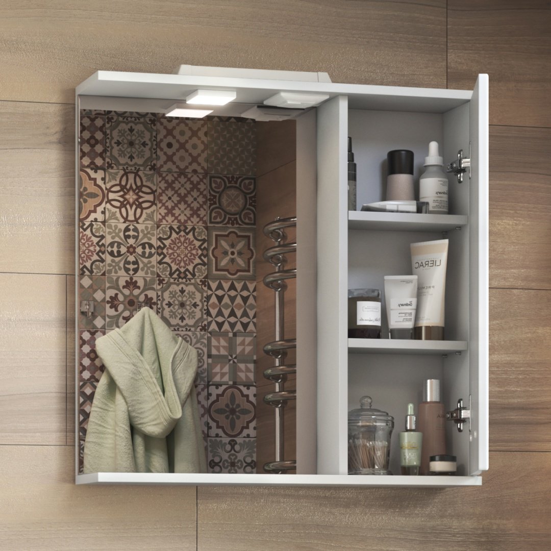 Шкаф зеркальный навесной KABINKA.KZ Diana, 60x15.6x70 см, белый