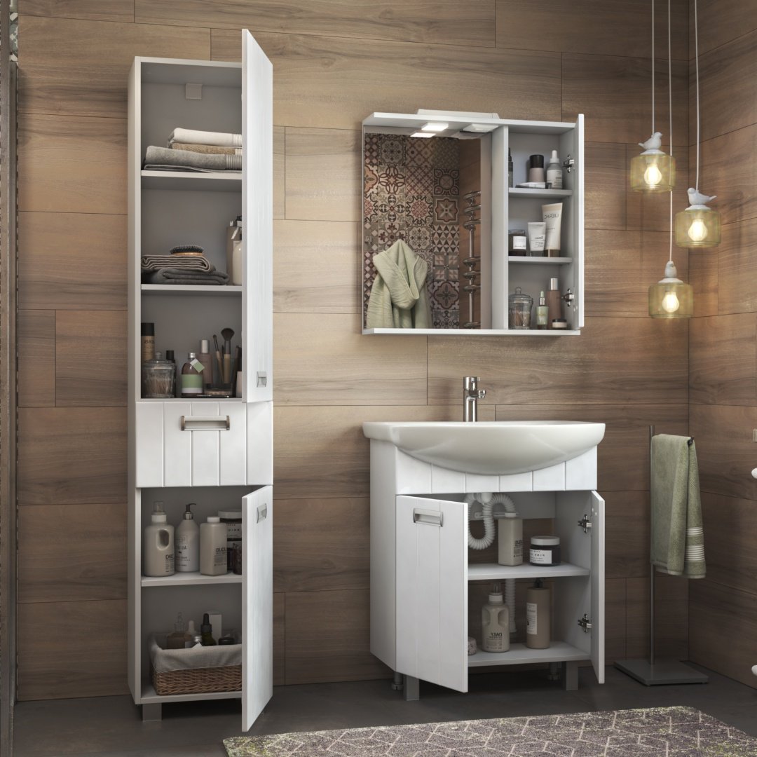 Шкаф зеркальный навесной KABINKA.KZ Diana, 60x15.6x70 см, белый