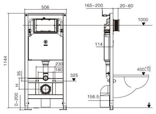 WeltWasser унитаз с инсталляцией SALZBACH 043 MT-BL, санфарфор купить,0